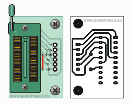Circuito impreso del zócalo para micros hasta 20 pins