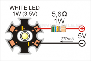 Led de 1W alimentado con 5V y una resistencia | INVENTABLE.EU