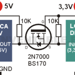 Circuito del adaptador bidireccional de 3,3V a 5V con mosfet 2N7000 o BS170.