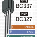Encapsulado y pines de salida de los BC327 y BC337.